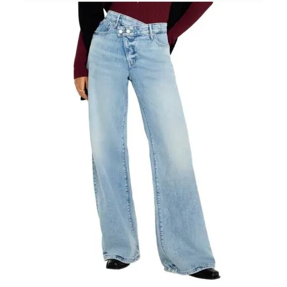 Good American Denim - Good American Good Ease Relaxed Jean Crossover Waistband Size 10